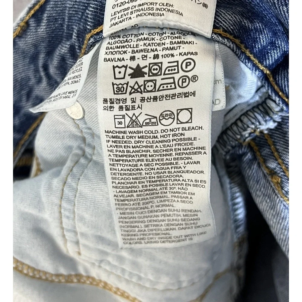 Levis 505‎ Jeans Mens Size 40x29 Blue Distressed Denim Cotton Straight Leg